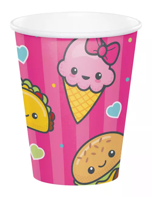 Photo du produit 8 Gobelets en carton Junk Food rose 256 ml