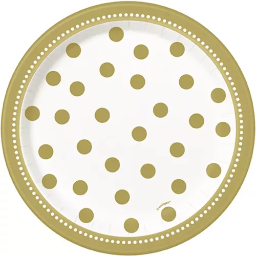 Photo du produit 8 Petites assiettes en carton anniversaire doré 17 cm