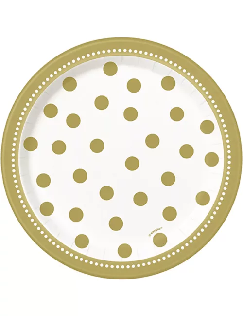 Photo du produit 8 Petites assiettes en carton anniversaire doré 17 cm