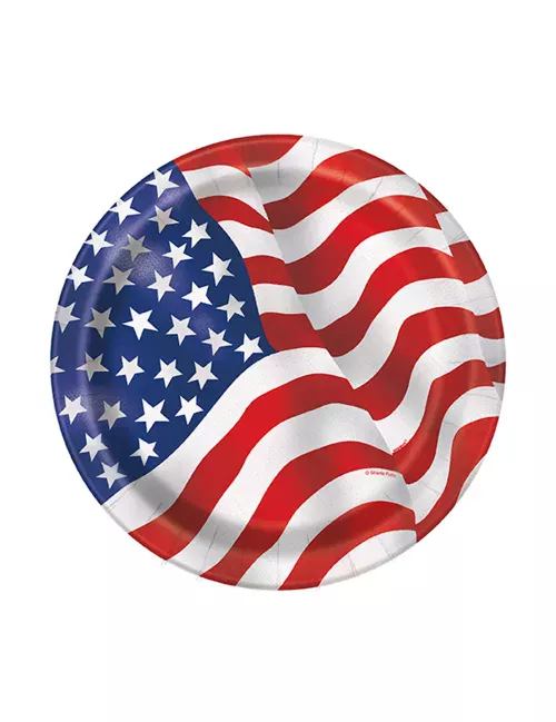 Photo du produit 8 Petites assiettes en carton drapeau USA 17 cm