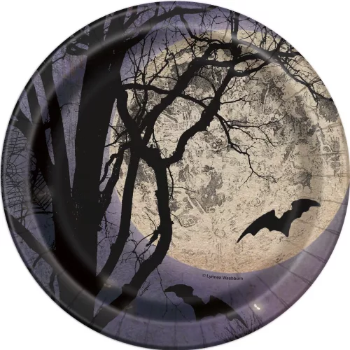 Photo du produit 8 Petites assiettes en carton Clair de lune Halloween 18 cm