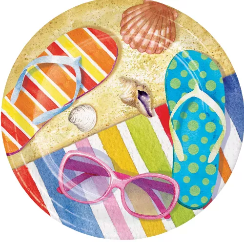 Photo du produit 8 Petites assiettes en carton plage 18 cm