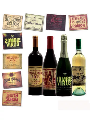 Photo du produit 8 Stickers pour bouteille Halloween