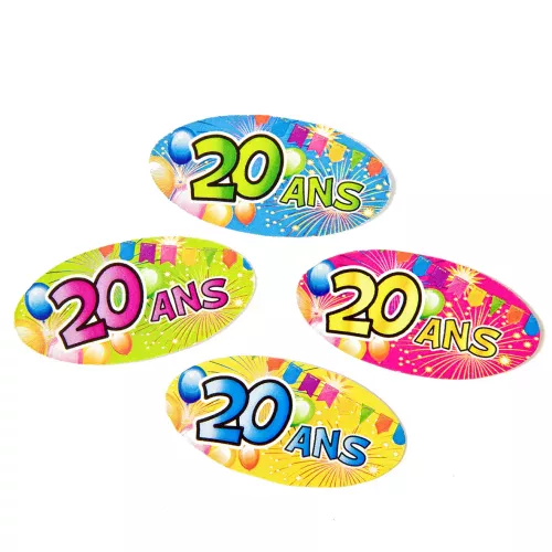 Photo du produit 80 Confettis de table papier 20 ans Fiesta 4 x 2 cm