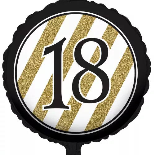 Photo du produit Ballon aluminium 18 ans Noir et Or 46 cm
