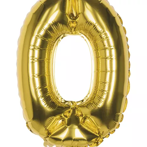 Photo du produit Ballon aluminium chiffre 0 doré 36 cm