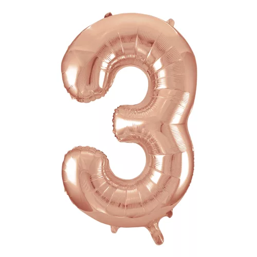 Photo du produit Ballon aluminium rose gold chiffre 3 86,3 cm