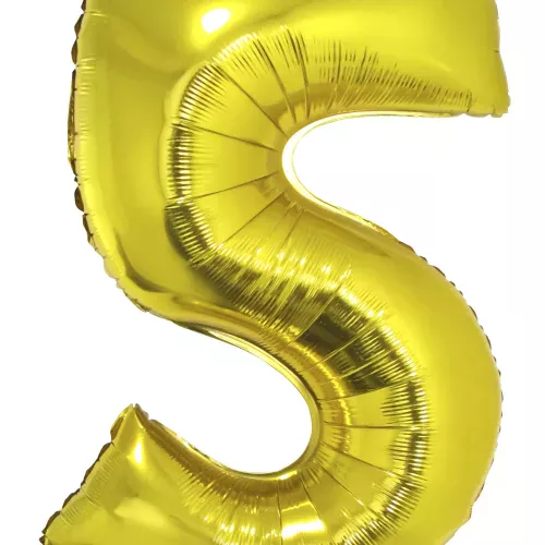 Photo du produit Ballon aluminium géant chiffre 5 doré 1m