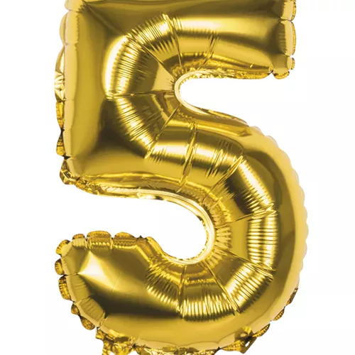 Photo du produit Ballon aluminium chiffre 5 doré 36 cm