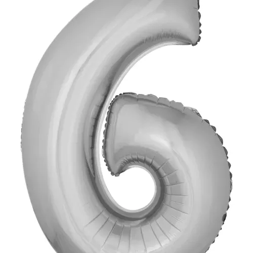 Photo du produit Ballon aluminium géant chiffre 6 argenté 1m