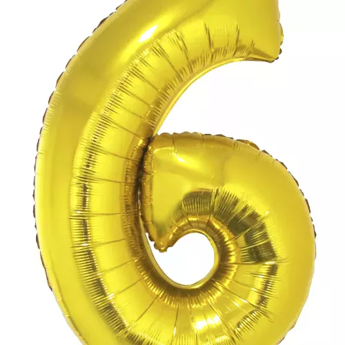 Photo du produit Ballon aluminium géant chiffre 6 doré 1m