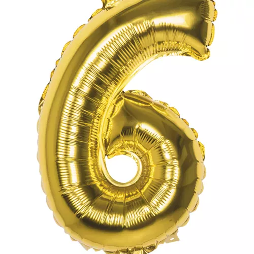 Photo du produit Ballon aluminium chiffre 6 doré 36 cm