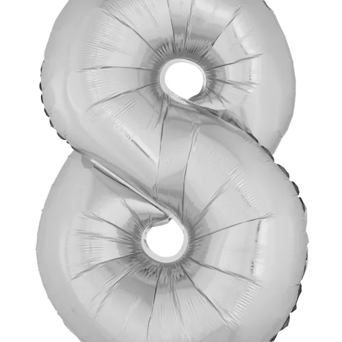 Photo du produit Ballon aluminium géant chiffre 8 argenté 1m