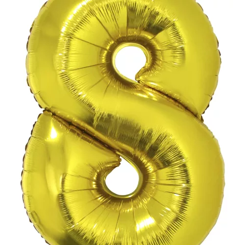 Photo du produit Ballon aluminium géant chiffre 8 doré 1m
