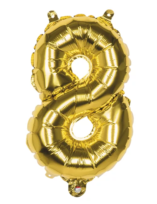 Photo du produit Ballon aluminium chiffre 8 doré 36 cm