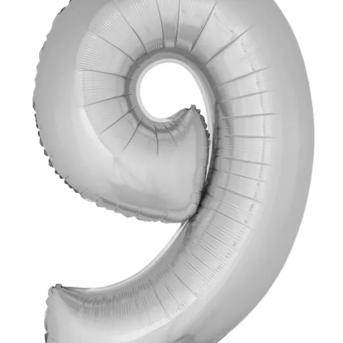 Photo du produit Ballon aluminium géant chiffre 9 argenté 1m