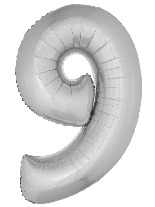 Photo du produit Ballon aluminium géant chiffre 9 argenté 1m