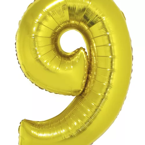 Photo du produit Ballon aluminium géant chiffre 9 doré 1m