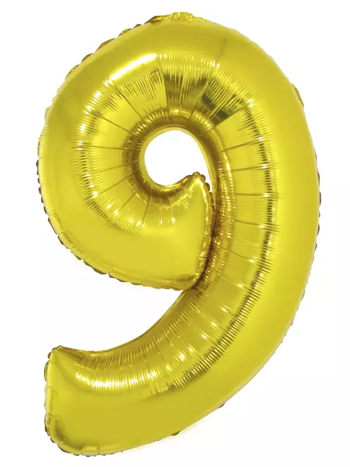 Photo du produit Ballon aluminium géant chiffre 9 doré 1m