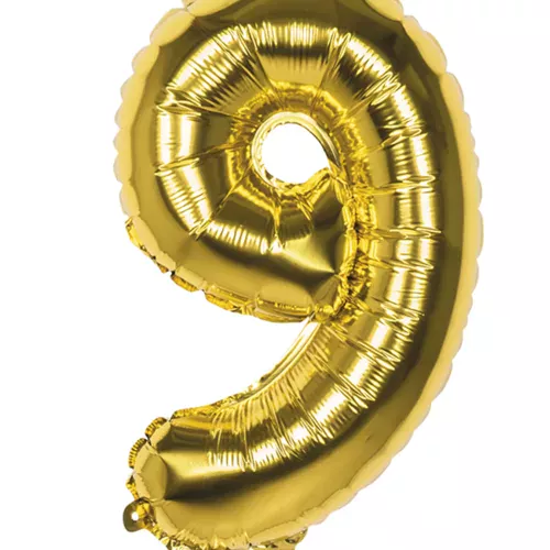 Photo du produit Ballon aluminium chiffre 9 doré 36 cm
