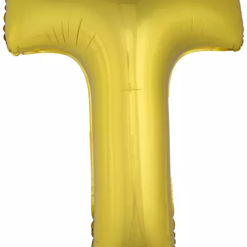 Photo du produit Ballon aluminium géant lettre T doré 1m