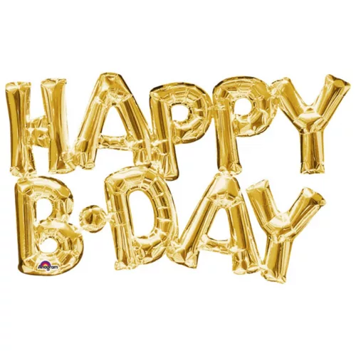 Photo du produit Ballon aluminium lettres Happy Birthday doré