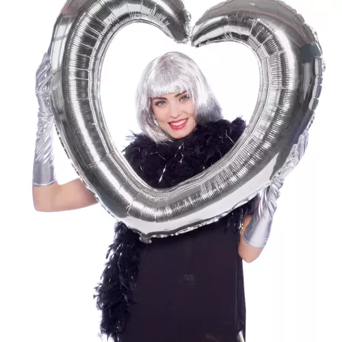 Photo du produit Ballon cadre en forme de coeur argent