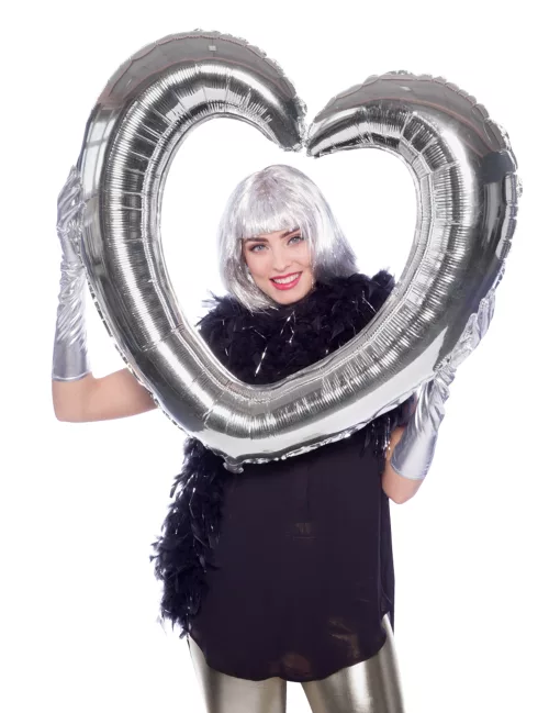 Photo du produit Ballon cadre en forme de coeur argent