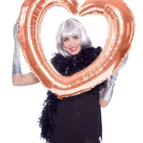 Photo du produit Ballon en aluminium Cadre Coeur rose gold 80 cm
