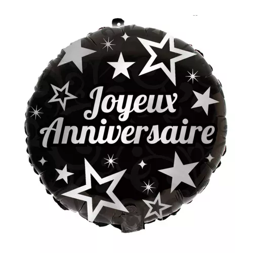 Photo du produit Ballon métal joyeux anniversaire argenté 45 cm
