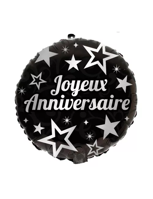 Photo du produit Ballon métal joyeux anniversaire argenté 45 cm