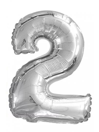 Photo du produit Ballon aluminium chiffre 2 argenté 35 cm