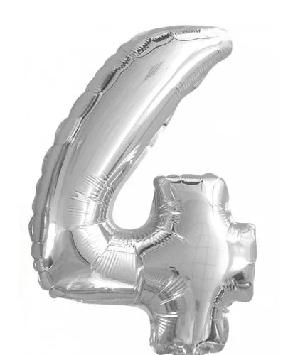 Photo du produit Ballon aluminium chiffre 4 argenté 35 cm