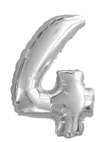 Photo du produit Ballon aluminium chiffre 4 argenté 35 cm
