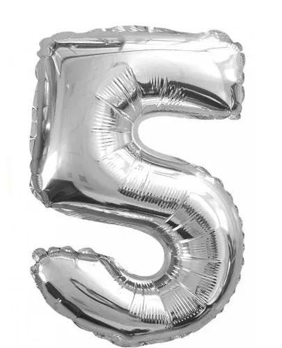 Photo du produit Ballon aluminium chiffre 5 argenté 35 cm
