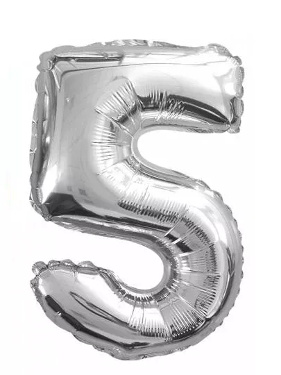 Photo du produit Ballon aluminium chiffre 5 argenté 35 cm