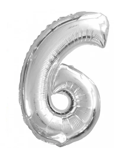 Photo du produit Ballon aluminium chiffre 6 argenté 35 cm