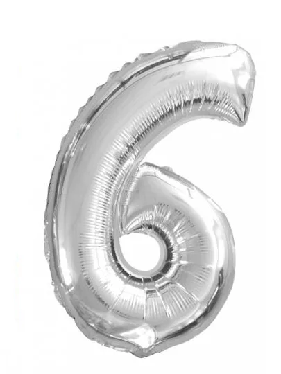 Photo du produit Ballon aluminium chiffre 6 argenté 35 cm