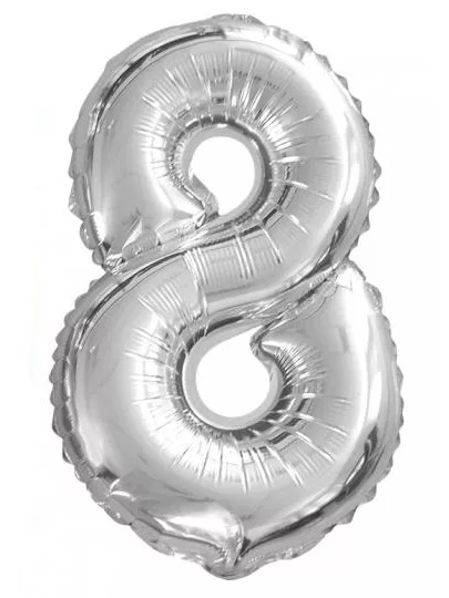 Photo du produit Ballon aluminium chiffre 8 argenté 35 cm