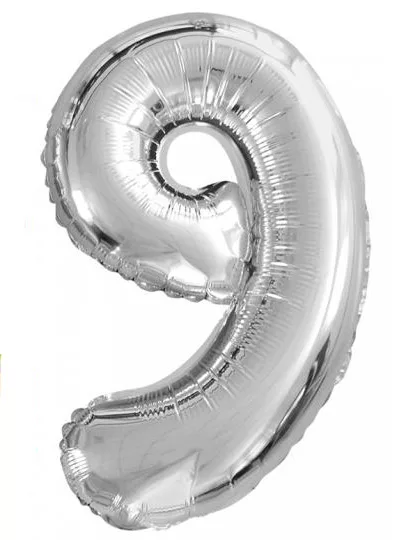 Photo du produit Ballon aluminium chiffre 9 argenté 35cm