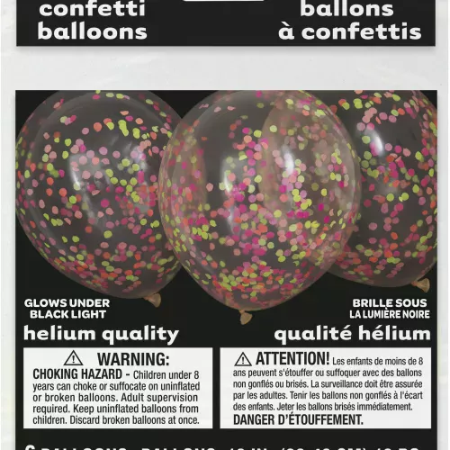 Photo du produit 6 Ballons en latex confettis fluo 30 cm