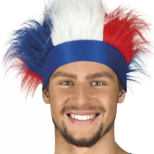 Photo du produit Bandeau avec cheveux tricolore France adulte