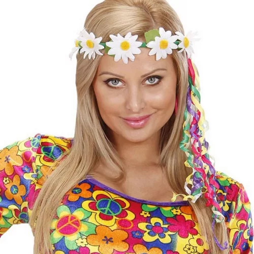 Photo du produit Bandeau hippie fleurs avec rubans adulte