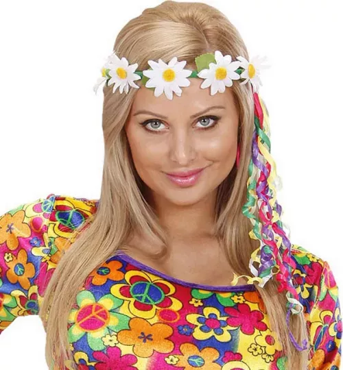 Photo du produit Bandeau hippie fleurs avec rubans adulte