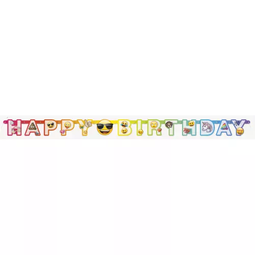 Photo du produit Bannière en carton happy birthday Emoji Rainbow 1,8 m