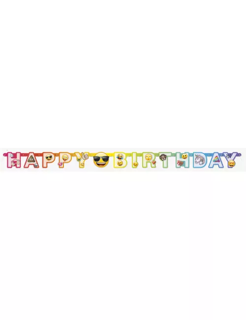 Photo du produit Bannière en carton happy birthday Emoji Rainbow 1,8 m