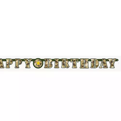 Photo du produit Guirlande articulée Happy Birthday militaire 1.6 mètres