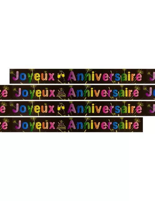 Photo du produit Bannière métallisée Joyeux anniversaire Feux d'artifice 3.60 m