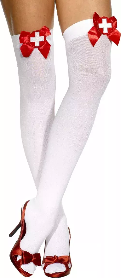 Photo du produit Bas blanc avec n?ud rouge d'infirmière