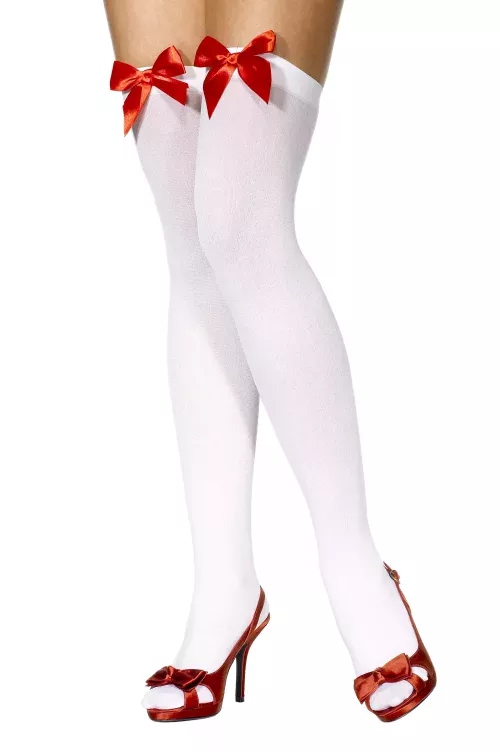 Photo du produit Bas blancs avec noeud rouge femme